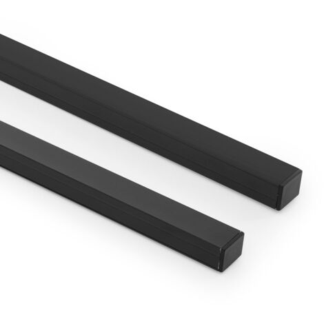 Aluminiumprofil Aufbau für LED Streifen bis 15 mm mit durchgehender Abdeckung Schwarz 2 m Schwarz transluzent