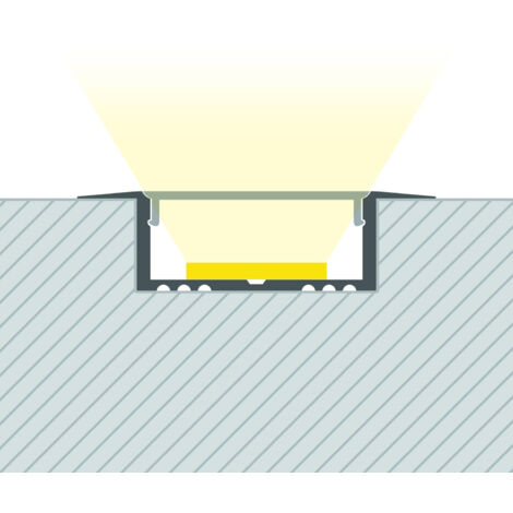 Aluminiumprofil Einbau mit durchgehender Abdeckung für LED Streifen bis zu 31 mm Aluminium 2 m Weiß transluzent