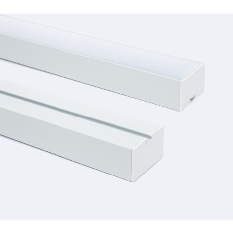 Aluminiumprofil Großformat Hängend mit durchgehender Abdeckung für LED Streifen bis zu 45 mm Weiß 2 m Weiß transluzent