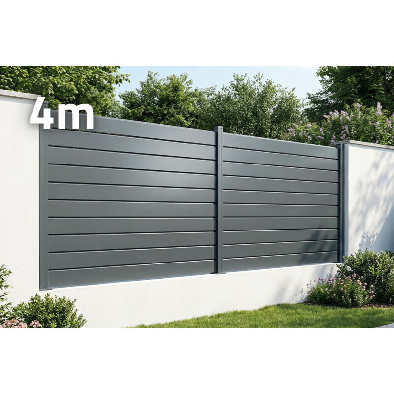 Casanoov Aluminiumzaun Lamellen 4m Vano Höhe 150cm Grau