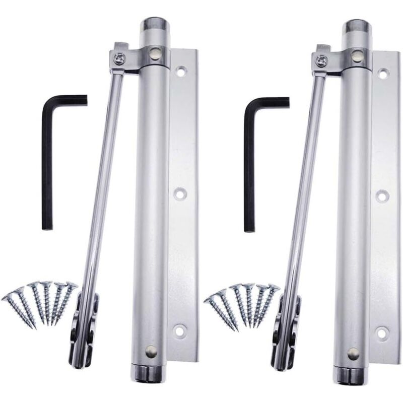 Tinor - Aluminum Alloy Spring Door Closer Adjustable Household Surface Mounted Automatic Door Closer 45kg(2pcs)