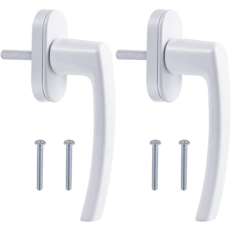 Tinor - Aluminum alloy window handle, concealed screw, metal rod, metal cover, solid aluminum handle, mirror paint, white color, 2pcs