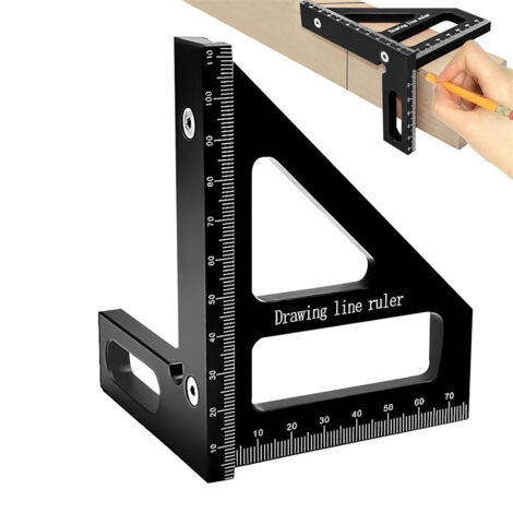 Aluminum Alloy Woodworking Marking Ruler - Black Black MCBOSON