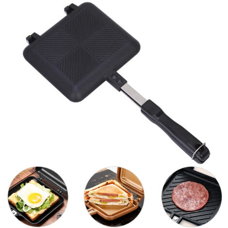 Aluminum Double Sided Frying Pan Dual Sided Sandwich Maker Pan with Handles Nonstick Griddle Pan Toast Pan