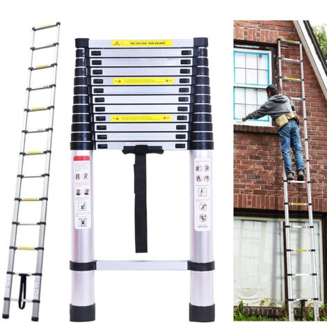 Aluminum Extension Straight Ladder 16.4FT/5M Non-Slip Extending Attic Loft Ladder Lightweight Folding Ladders Extendable Multi Purpose 13 Steps Ladder