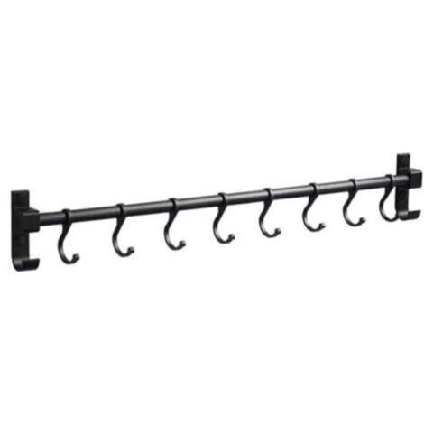 Aluminum Kitchen Rail, 50cm Wall-Mounted Kitchen Utensil Holder with 8 Hooks