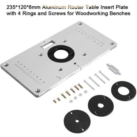 Aluminum routeur Table Plaque Insérer Pour charpenterie avec 4 Router Insert Rings + set vis de fixation Pour charpenterie--DQ