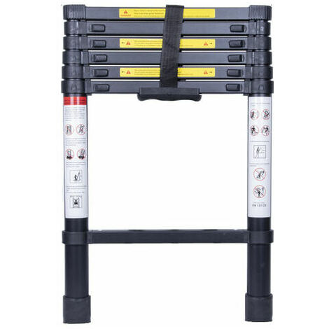 Aluminum Telescopic Ladder, Multifunctional Portable Outdoor Single Sided Telescopic Ladder, Maximum Load: 150kg (2m) - Black.