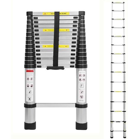 Aluminums Telescoping Ladder, Portable Telescopic Extension 4.4M Tall Multi Purpose Loft Ladder, Folding Retractable Library Ladder with Adjustable Step for Roof Work, Window Cleaning, Indoor Decorati
