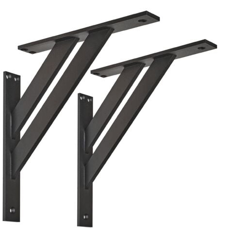 NONE ALUSFERA Staffe per Mensole 240 mm - Reggimensola in Metallo - Supporti per Mensole - Robusto Staffe per Mensole Pesanti - Reggimensole da Muro 3 Pezzi - Staffe Mensole - Staffe Angolari - Noir