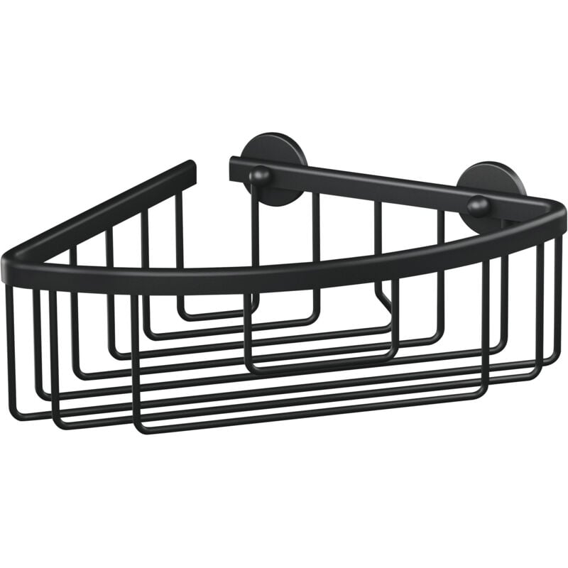 Aluxx black Panier de douche d'angle - Convient aux salles de bains modernes - Solution adhésive, sans perçage - Noir mat, 192 mm x 92 mm x 200 mm