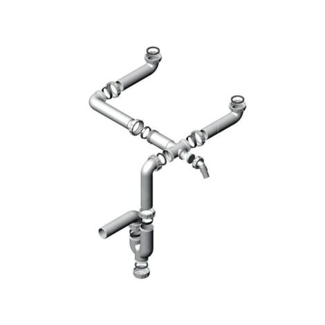 Alveus Accessoires - Siphon pour double évier, avec raccord, en plastique 1033153