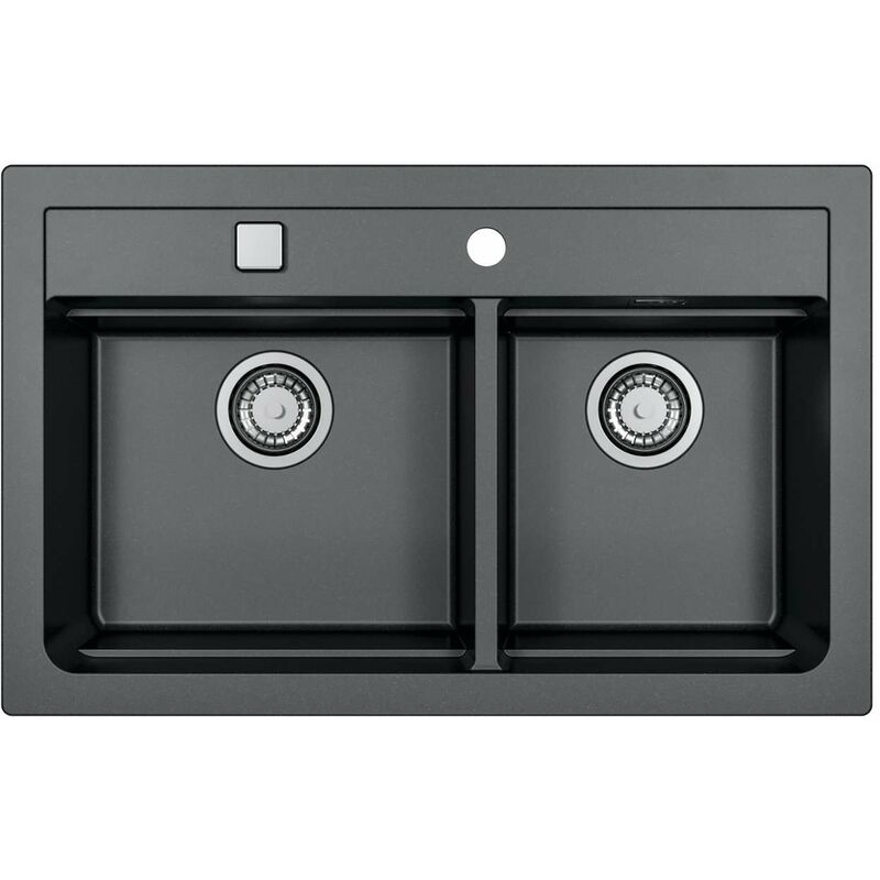 Atrox - Évier en granit 79x50 cm, avec commande de vidage, carbone 1132002 - Alveus