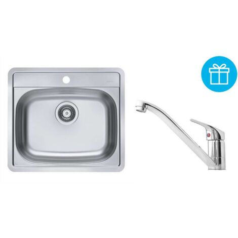 Alveus Conjuntos de cocina - Conjunto de fregadero More 10, grifo Riviera + regalo, cromo SETA738