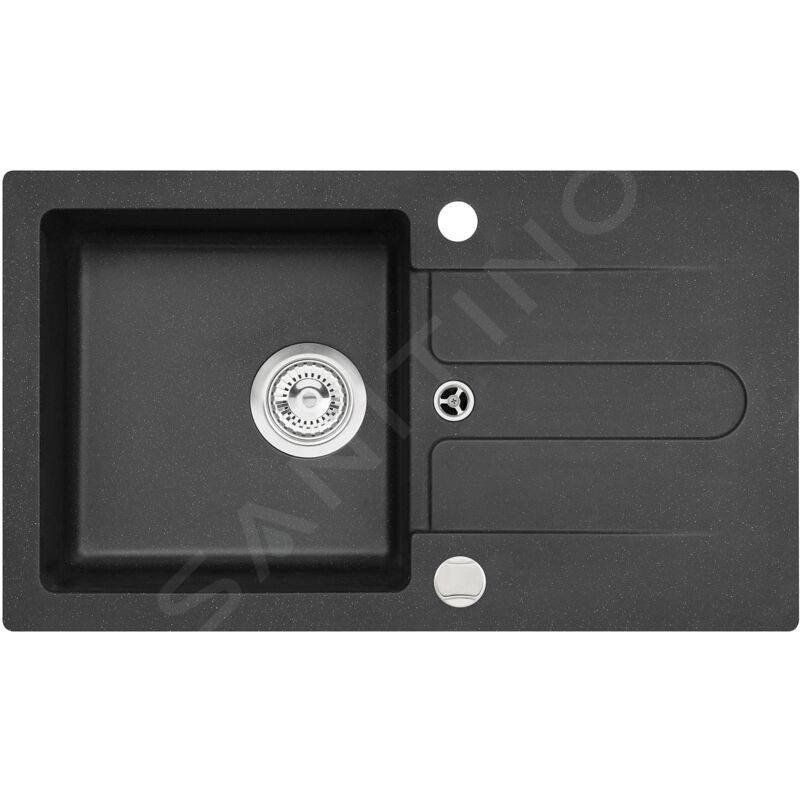 Alveus - Cortina - Évier en granit 750x420 mm, avec commande de vidage, carbone 1703091