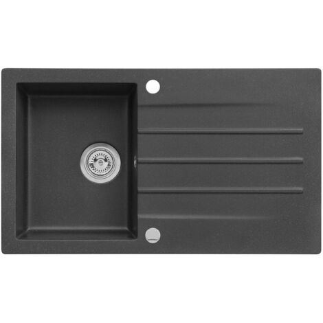 Alveus Cortina - Fregadero de granito 86x50 cm, con control de desagüe, carbon 1133451