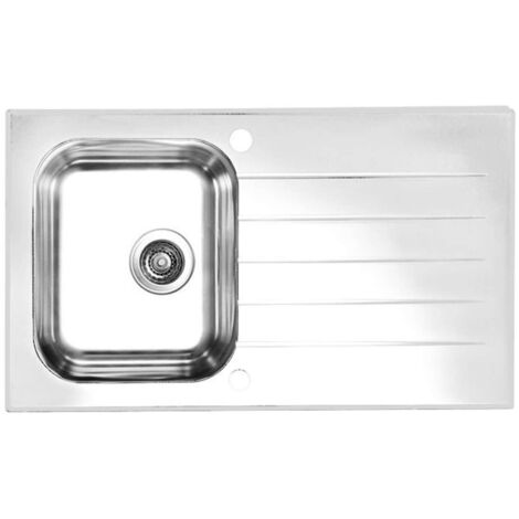 Alveus Glassix - Fregadero, 86x50 cm, con control de desagüe, cristal blanco/acero inoxidable 1099462
