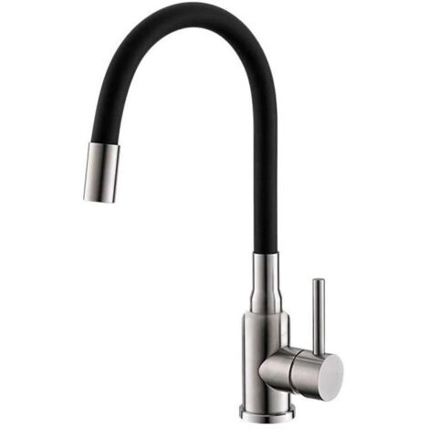 Alveus Mintas - Grifo de fregadero con brazo flexible, acero inoxidable/negro 1144432