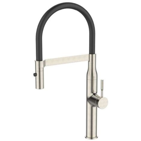 Alveus Mirage - Miscelatore lavello con braccio flessibile e doccetta, acciaio inox/nero opaco 1150892
