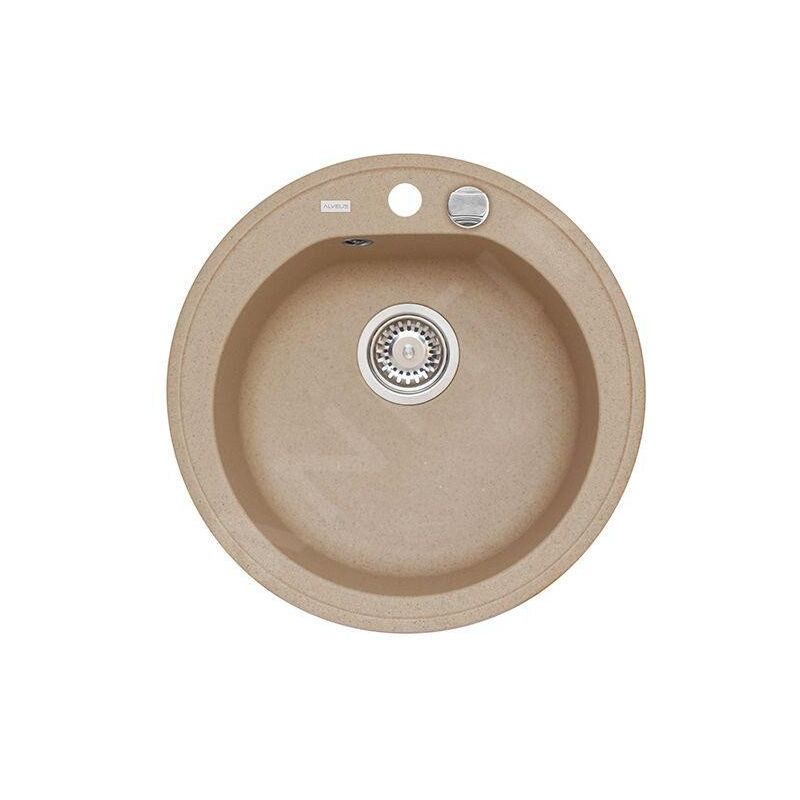 Alveus - Niagara - Évier en granit, diamètre 510 mm, avec commande de vidage, beige 1076855