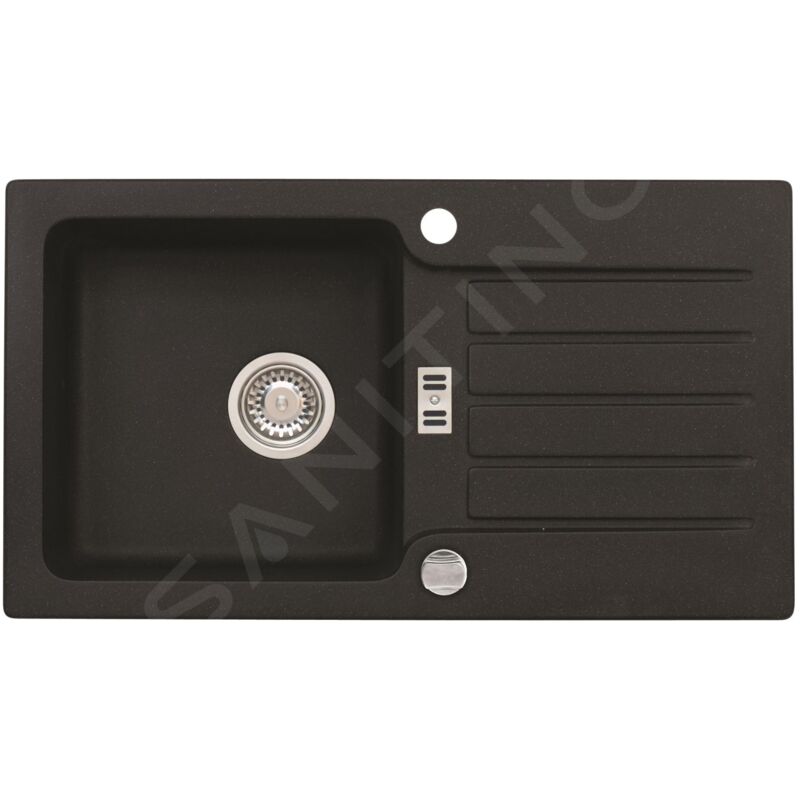 Alveus Niagara - Évier en granit 775x430 mm, avec commande de vidage, carbone 1076858