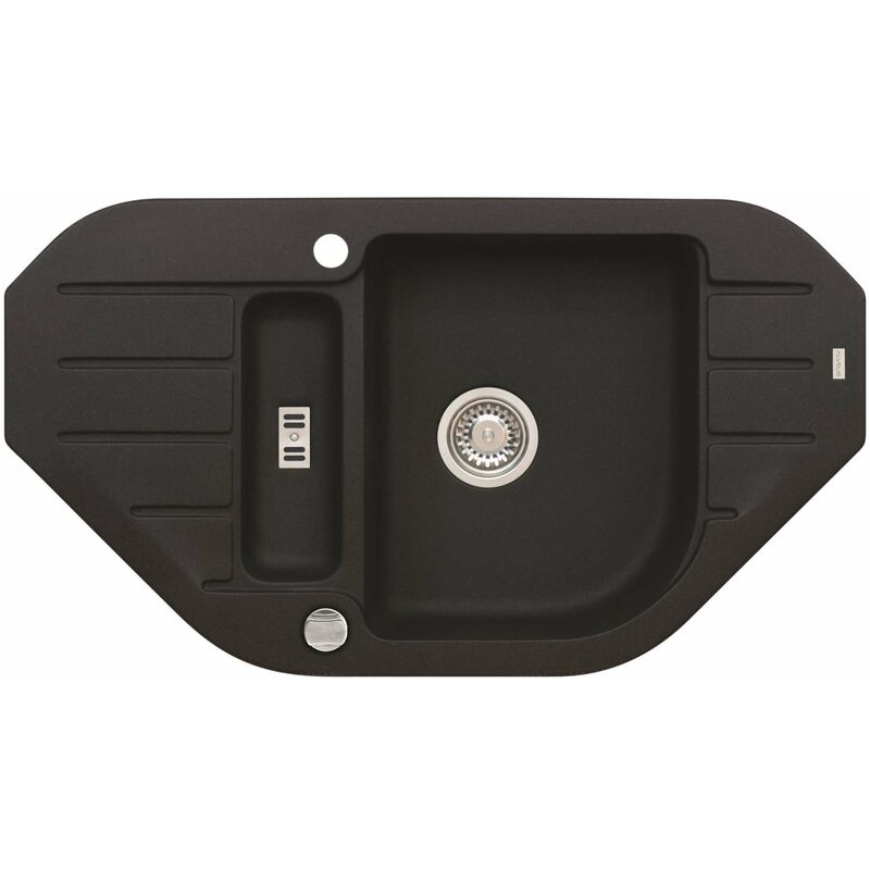 Niagara - Évier en granit 90x50 cm, avec commande de vidage, carbone 1090940 - Alveus