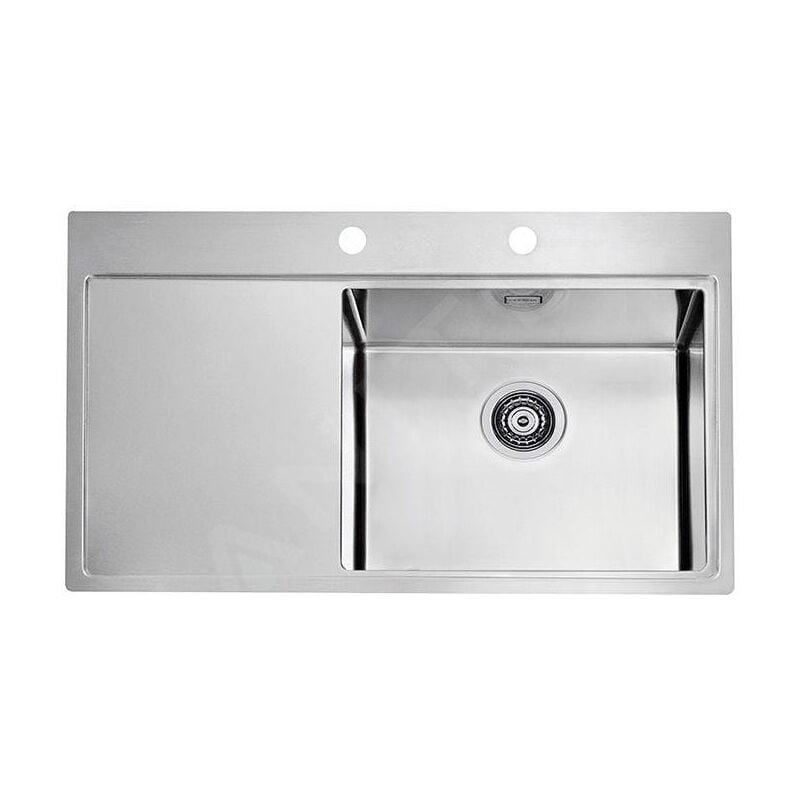 Alveus - Pure - Évier 860x525 mm, avec commande du vidage, bac à droite, inox 1103653