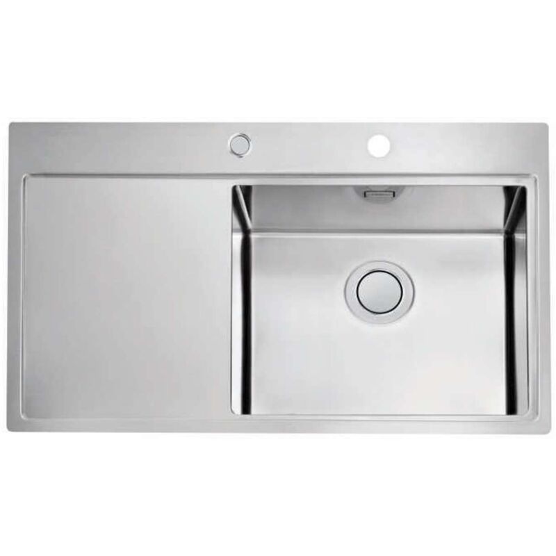 Alveus - Pure Up - Évier 86x53 cm, avec commande du vidage, bac à droite, inox 1123792