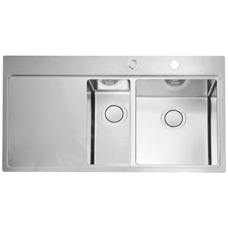 Alveus Pure Up - Évier 980x525 mm, avec commande du vidage, bac à droite, inox 1123794