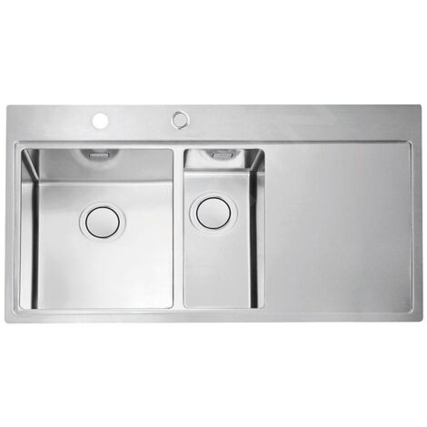 Alveus Pure Up - Évier 980x525 mm, avec commande du vidage, bac à gauche, inox 1123793