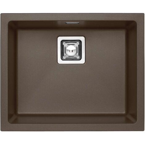 Alveus Quadrix granital - Fregadero de granito 56x46 cm, con control de desagüe, chocolate 1108036