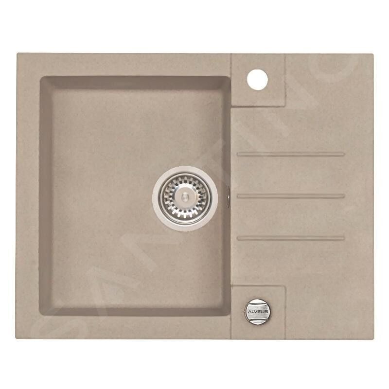 Rock - Évier en granit 595x475 mm, avec commande de vidage, pebble 1107845 - Alveus