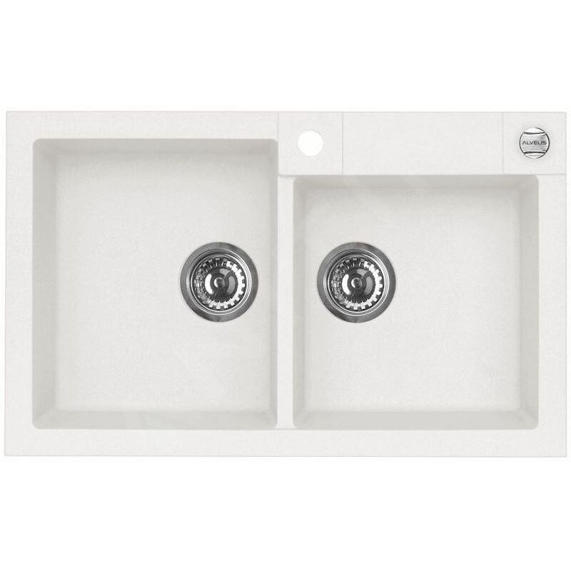 Rock - Évier en granit 780x480 mm, avec commande de vidage, arctique 1090963 - Alveus