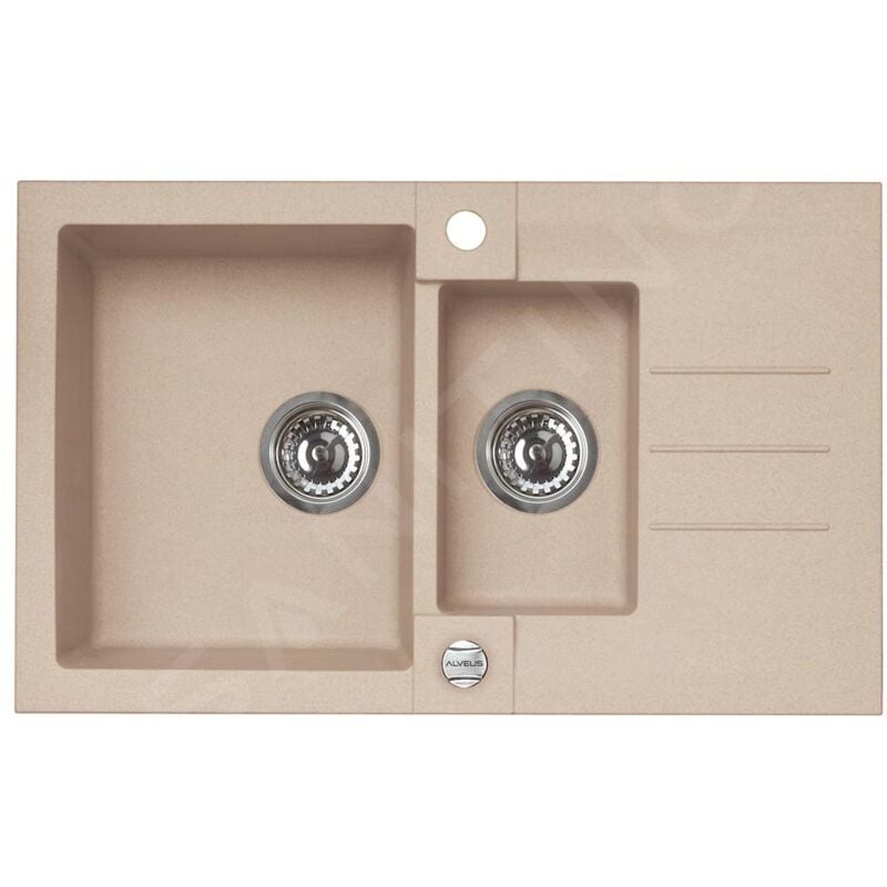 Alveus - Rock - Évier en granit 780x480 mm, avec commande de vidage, beige 1090954