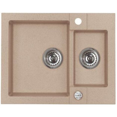 Alveus Rock - Fregadero de granito 60x48 cm, con control de desagüe, beige 1090959