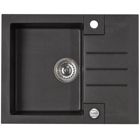 Alveus Rock - Fregadero de granito 60x48 cm, con control de desagüe, carbon 1090951