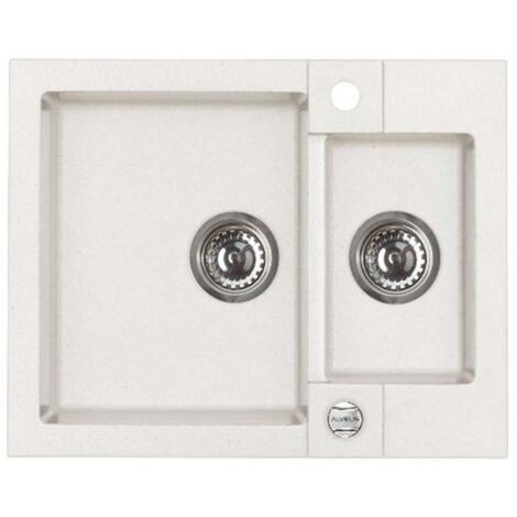 Alveus Rock - Lavello in granito, 60x48 cm, con comando remoto dello scarico, arctic 1090956
