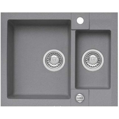 Alveus Rock - Lavello in granito, 60x48 cm, con comando remoto dello scarico, concrete 1122743