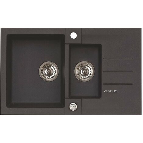 Alveus Rock - Lavello in granito 78x48 cm, con comando dello scarico, carbon 1090955