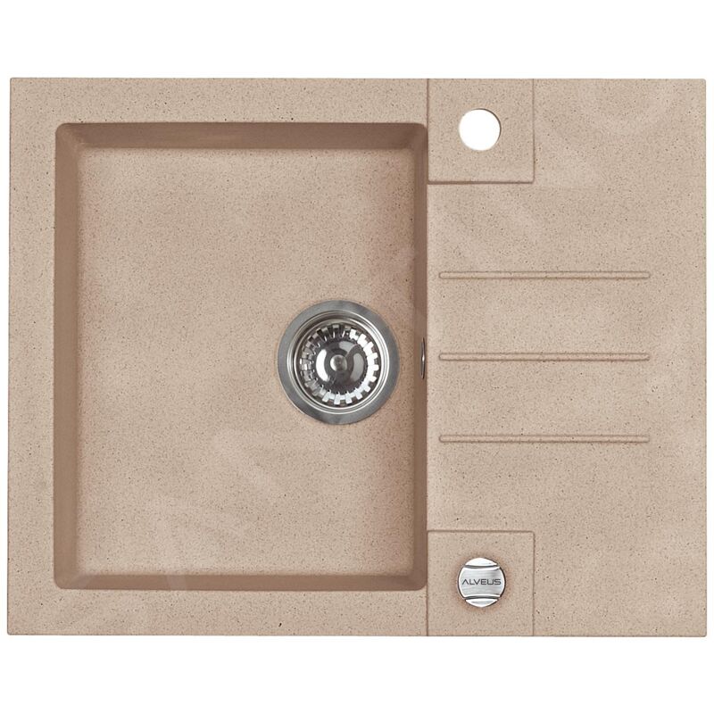 Rock - Évier en granit 595x475 mm, avec commande de vidage, beige 1090950 - Alveus