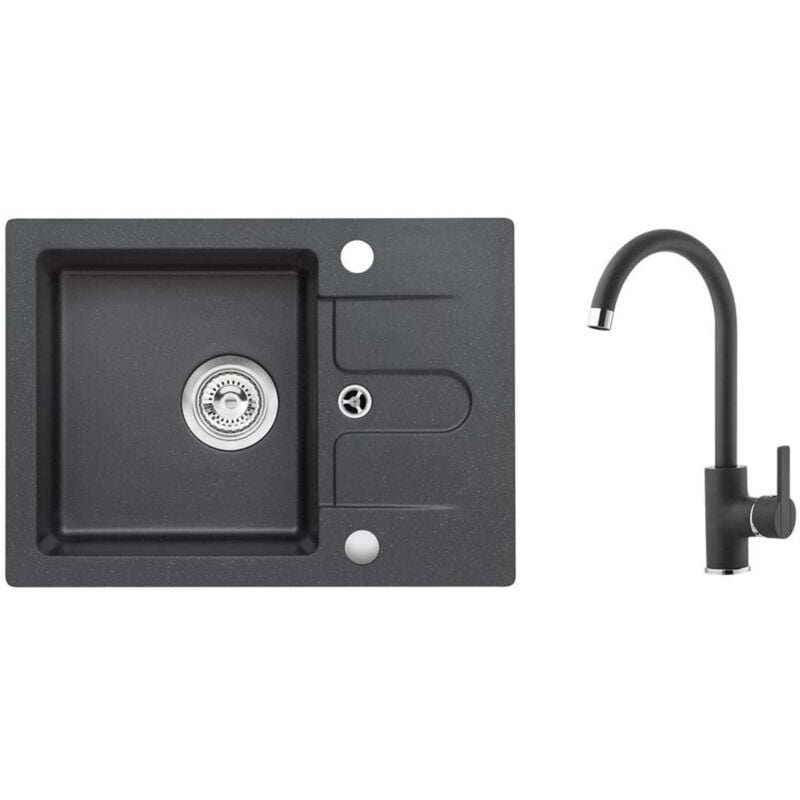 Alveus - Sets - Ensemble d'évier en granit Cortina 20 et la robinetterie Tonia, carbone SETA21010