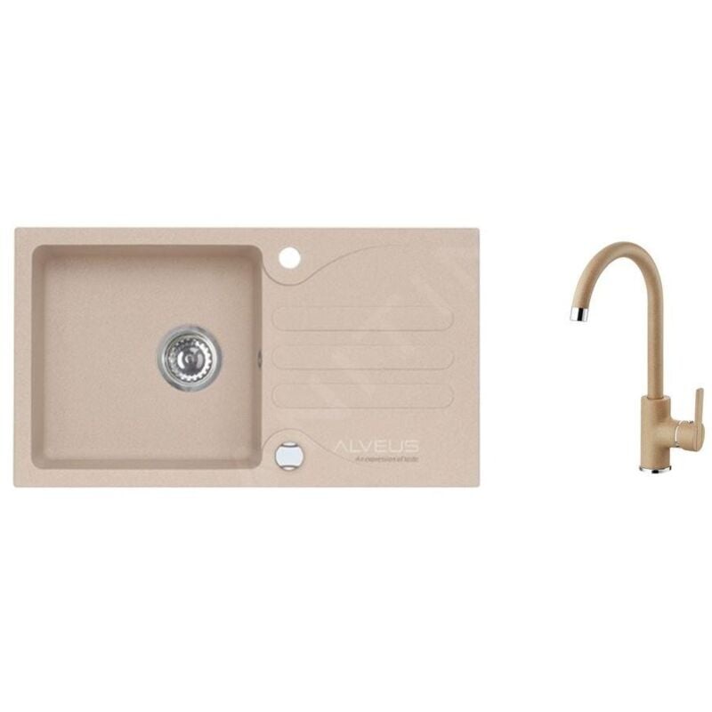 Alveus - Sets - Ensemble d'évier Galapagos 30 et la robinetterie Tonia, beige SETA125