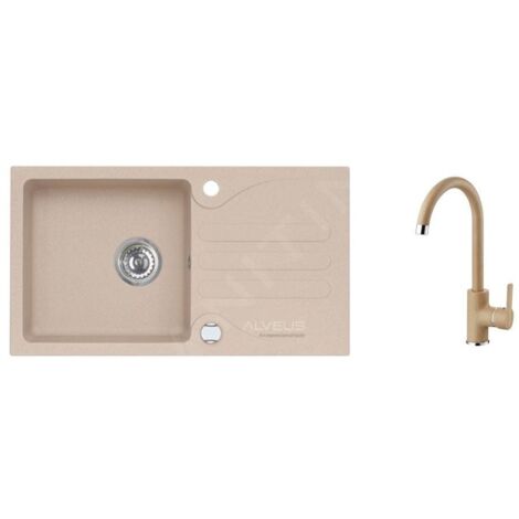 Alveus Sets - Ensemble d'évier Galapagos 30 et la robinetterie Tonia, beige SETA125
