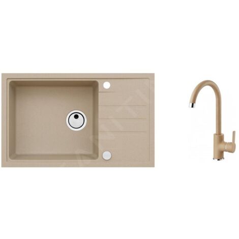 Alveus Sets - Ensemble d'évier Intermezzo 130 et la robinetterie Tonia, beige SETA025