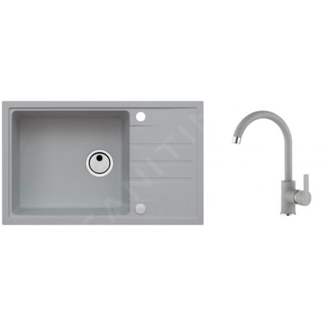 Alveus Sets - Ensemble d'évier Intermezzo 130 et la robinetterie Tonia, concrete SETA026