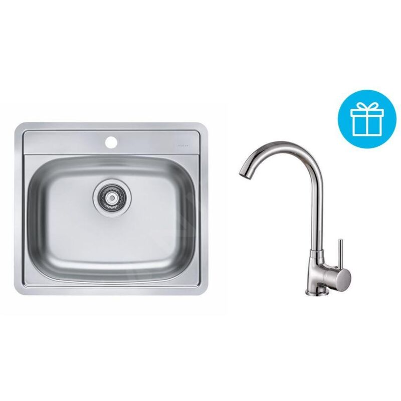 Alveus - Sets - Ensemble d'évier More 10, robinetterie Karina + cadeau, chrome SETA740