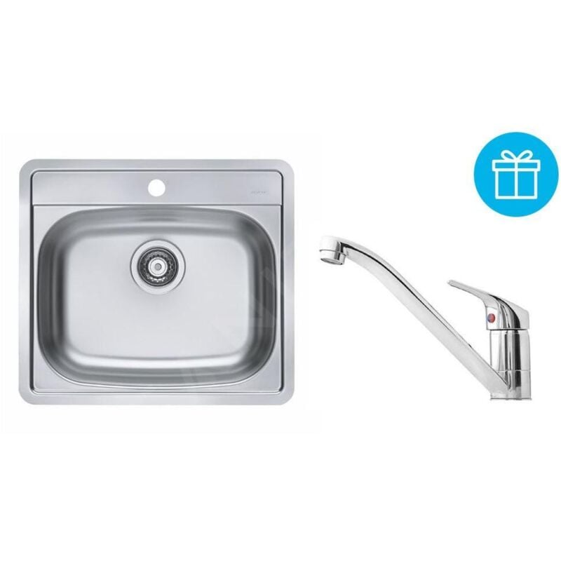 Alveus - Sets - Ensemble d'évier More 10, robinetterie Riviera + cadeau, chrome SETA738