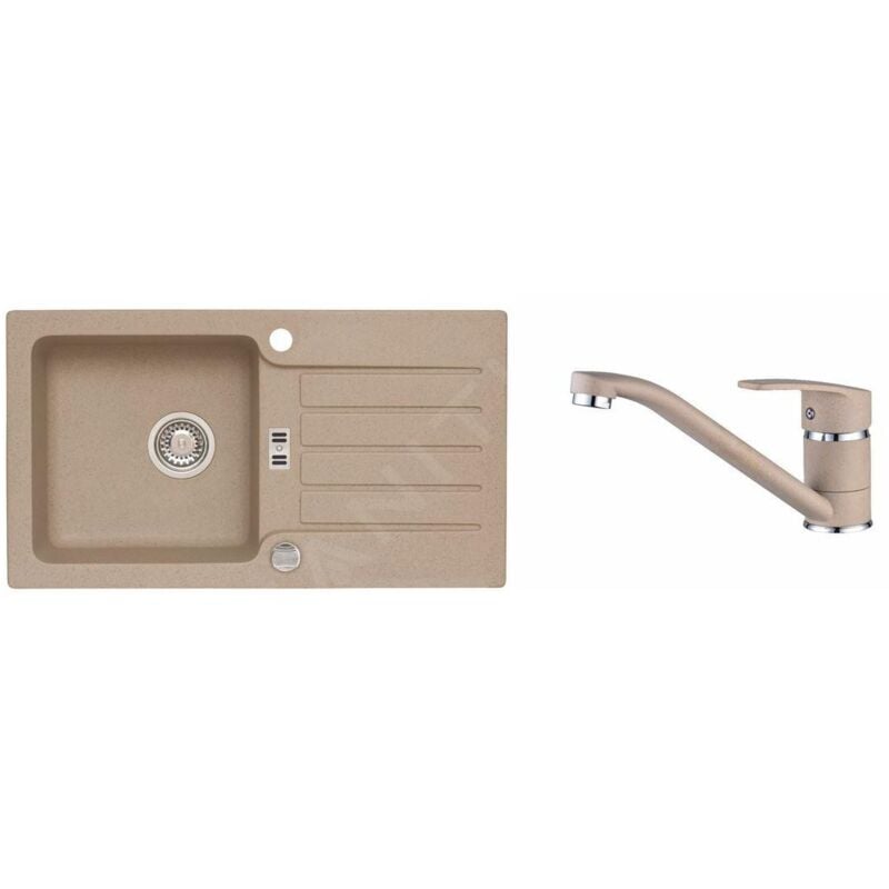 Alveus - Sets - Ensemble d'évier Niagara 30 et la robinetterie Nina, beige SETA141