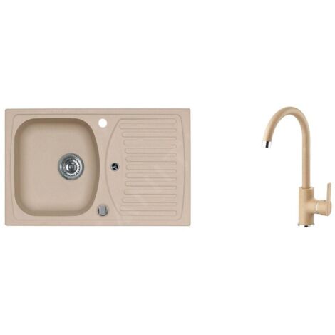 Alveus Sets - Ensemble d'évier Record 30 et la robinetterie Tonia, beige SETA112