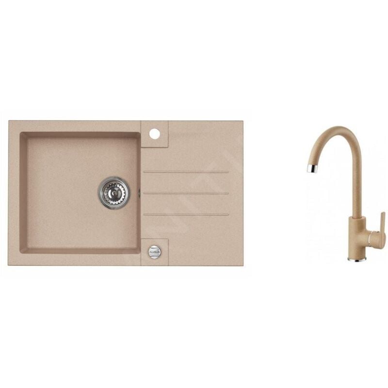 Alveus - Sets - Ensemble d'évier Rock 130 et la robinetterie Tonia, beige SETA066